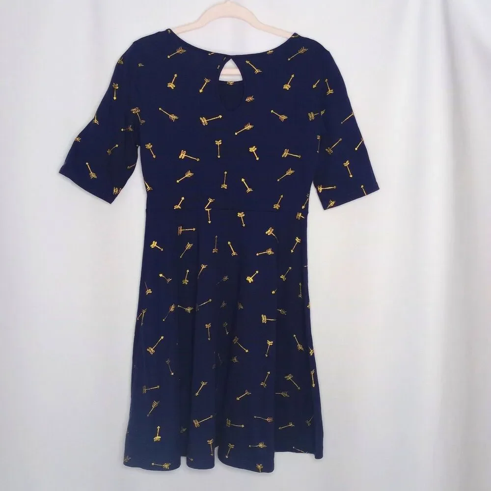 Old Navy T-Shirt Swing Dress Short Slve Navy Blue Pullover Midi Youth Girls Med